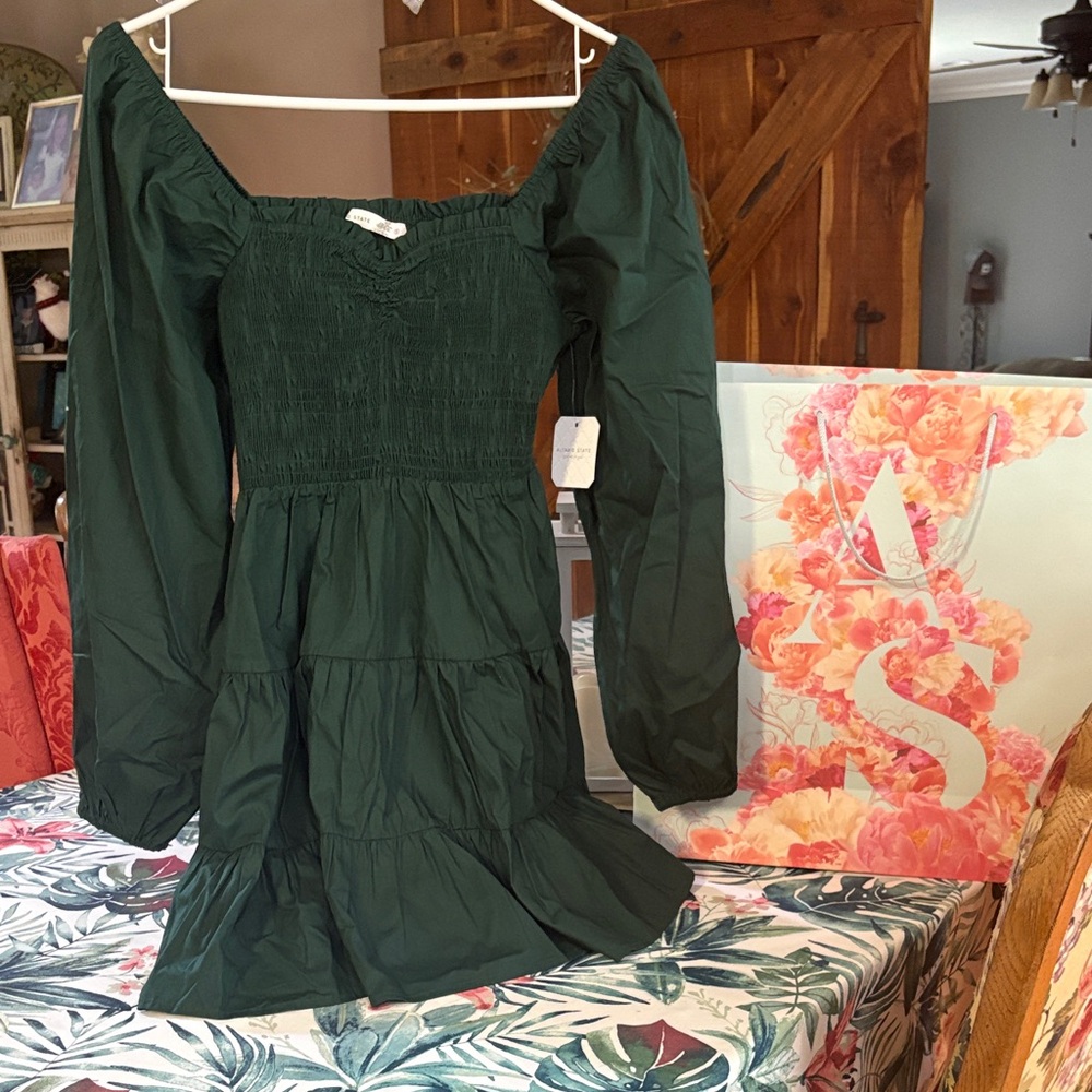 Altar'd State Deep Green Long Sleeve Dress